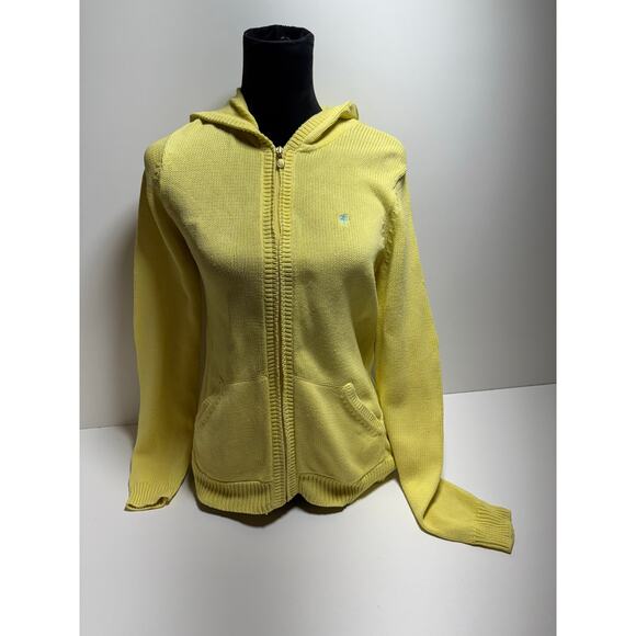 Lily Pulitzer Soft Yellow Women’s Sz L Knit Cardigan Sweater Preppy Full Zip - Picture 1 of 10